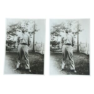 WWII Era Soldier Photograph 2 Identical Vintage Black White Military‎ Photos